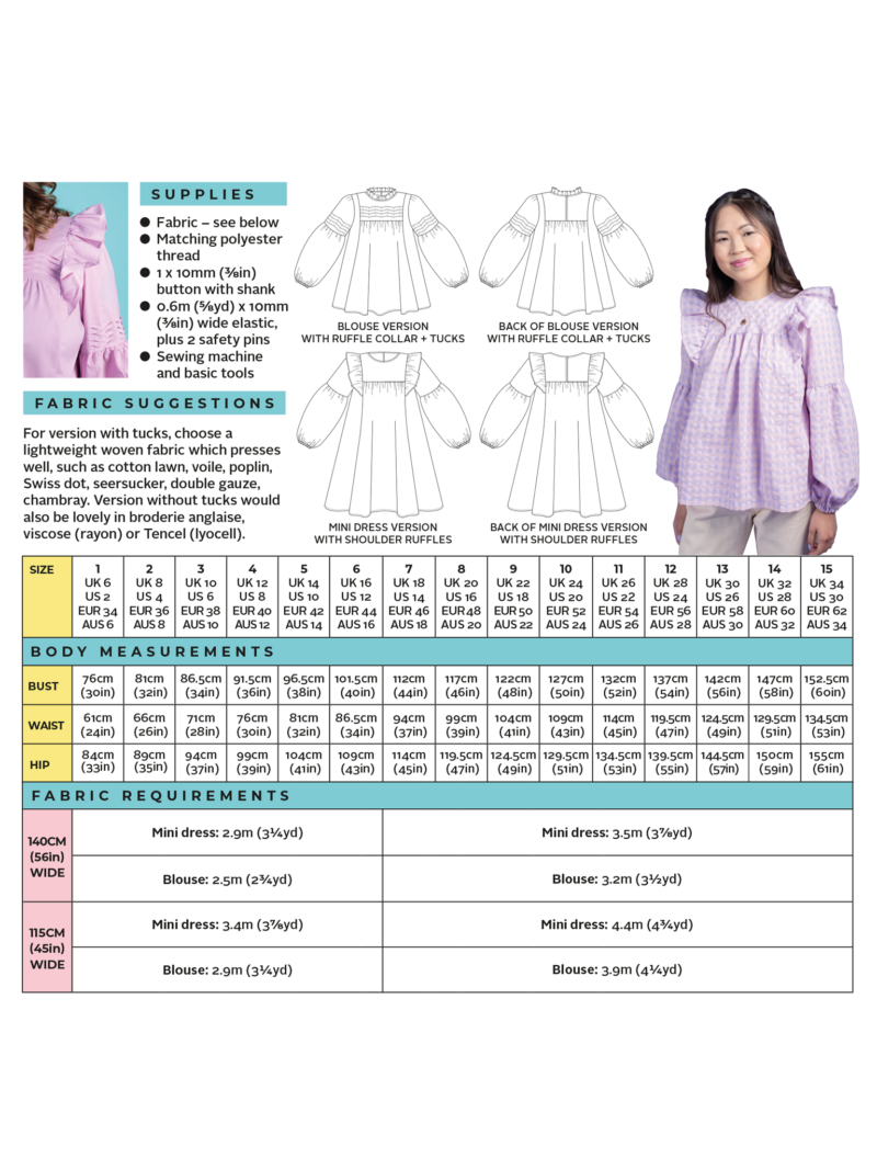 Tilly and the Buttons Marnie sewing pattern envelope back