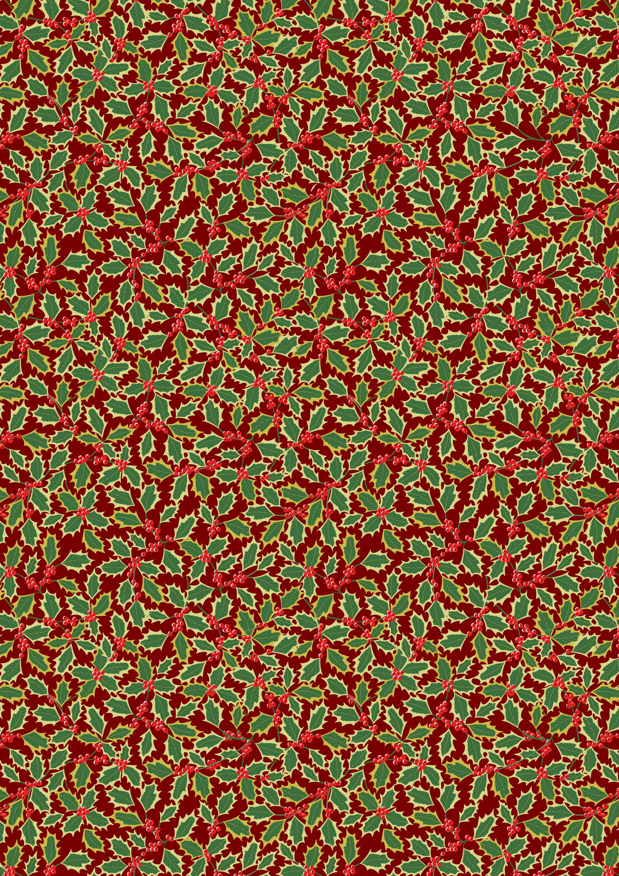 Holly on Red with Gold Metallic C103.2 Cotswold Sewing Centres