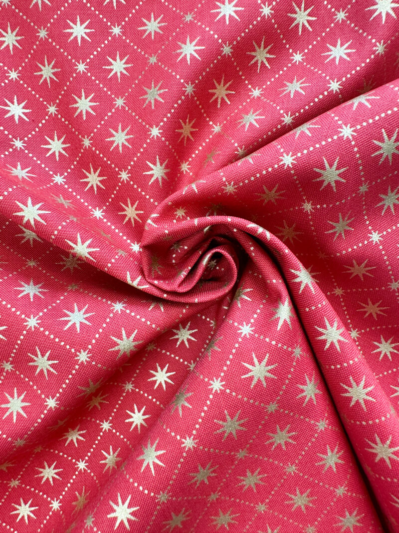 Gold Metallic Stars on Red C101.2 Cotswold Sewing Centres