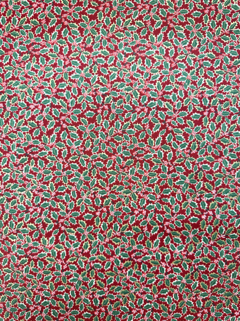 Holly on Red with Gold Metallic C103.2 Cotswold Sewing Centres